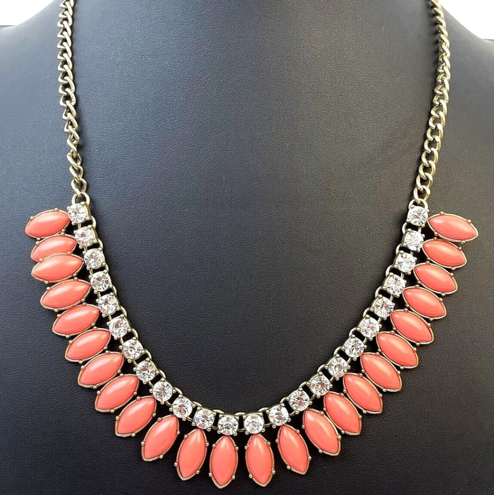 J. Crew Coral and Gold Necklace